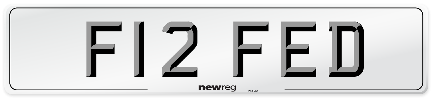 F12 FED Number Plate from New Reg